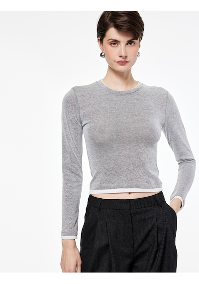 Koton Regular Fit Kontrast Detaylı Uzun Kollu Bisiklet Yaka Tişört Gri 6wak50023uk Gri Koton Regular Fit Kontrast Detaylı Uzun Kollu Bisiklet Yaka Tişört Gri 6wak50023uk Gri