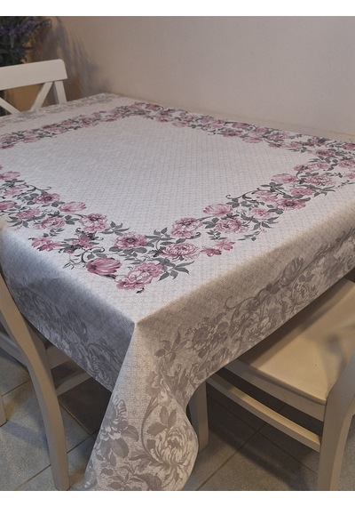 Dora Pano Elyaf Tabanlı Pvc Muşamba - Desenli Silinebilir 115 X 140 Hazır Masa Örtüsü Pembe