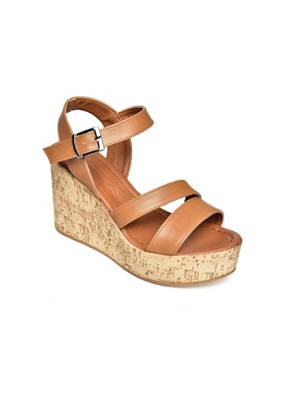 Fox Shoes S996061209 Taba Dolgu Topuklu Kadın Ayakkabı Taba