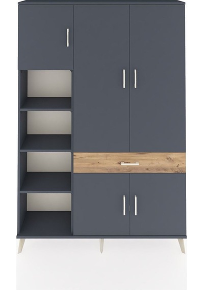 Arges Dolap 8 Raflı Tek Çekmeceli 5 Kapaklı 132x30x195 Antrasit-antrasit/çam Antrasıt/atlas Çam Arges Dolap 8 Raflı Tek Çekmeceli 5 Kapaklı 132x30x195 Antrasit-antrasit/çam Antrasıt/atlas Çam