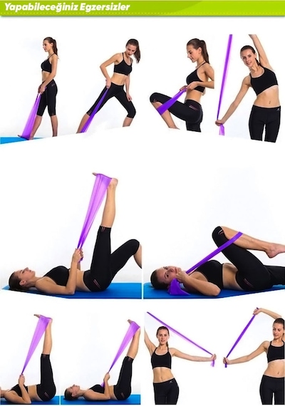 Cosfer 120x15 Deluxe Pilates Bandı Pilates Lastiği Egzersiz Bandı