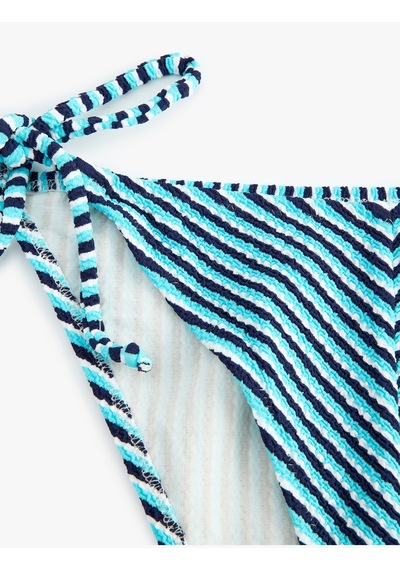 Koton Yanları Bağlamalı Çizgili İpli Bikini Altı Turkuaz 4sak00126mm Turkuaz