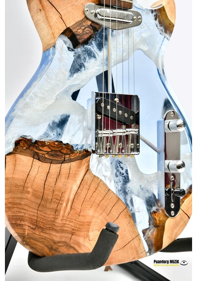 Elektro Gitar Custom Epoksi & Yıllanmış Ağaç Kişiye Özel Mavi