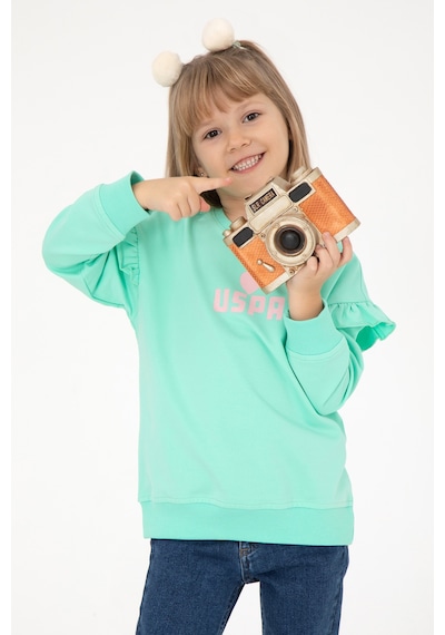 U.S. Polo Assn. Kız Çocuk Mint Bisiklet Yaka Sweatshirt 50296389-VR090