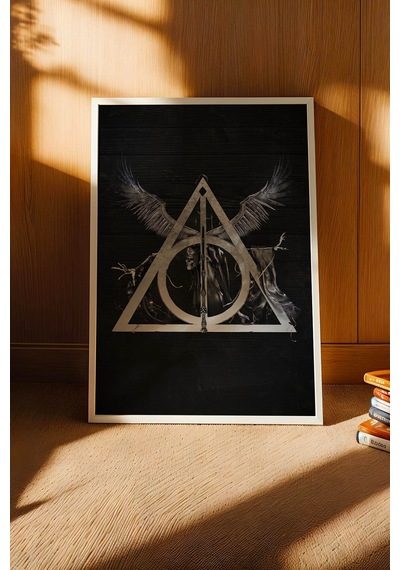 Harry Potter Ölüm Yadigarları Çerçeveli Tablo - Lüks Gotik Deathly Hallows Duvar Dekoru Siyah Gümüş Beyaz Harry Potter Ölüm Yadigarları Çerçeveli Tablo - Lüks Gotik Deathly Hallows Duvar Dekoru Siyah Gümüş Beyaz