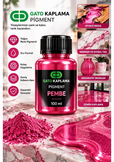 Gato Kaplama Solvent Bazlı Transparan Sıvı Pigment Boya 100 Ml Pembe Renk Renklendirici
