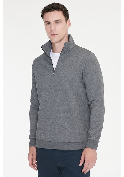 AC&Co / Altınyıldız Classics Standart Fit Normal Kesim İçi Polarlı Bato Yaka Pamuklu Erkek Sweatshirt Antrasit Melanj Antrasit AC&Co / Altınyıldız Classics Standart Fit Normal Kesim İçi Polarlı Bato Yaka Pamuklu Erkek Sweatshirt Antrasit Melanj Antrasit