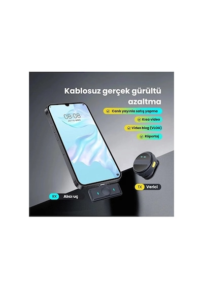 2 Adet Profesyonel Kablosuz Yaka Mikrofonu Lighting Uyumlu M