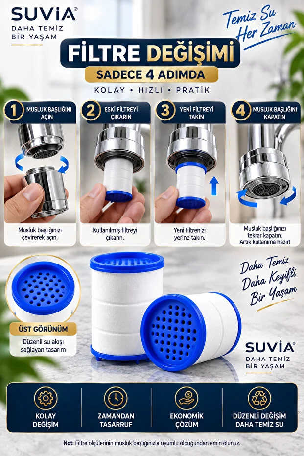 Musluk Başlığı Yedek Filtre 10'lu Set Filtreli Musluk Başlıkları Uyumlu Su Filtresi 10 Adet