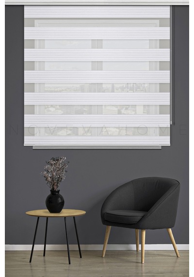 Pliseli Zebra Stor Perde 3050 Beyaz Ev Ofis Mutfak Balkon Çocuk Odası Yatak Odası Salon Perdesi Beyaz