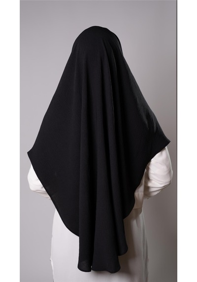 Hürrem Bone Siyah Pratik Hazır Geçmeli Tesettür Eşarp Aerobin Kumaş Düz Hijab 2309 01