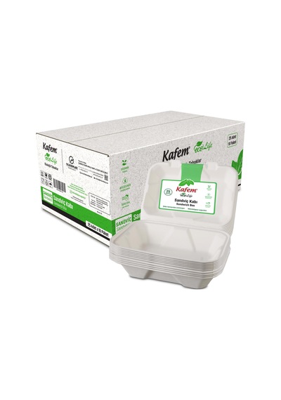 Kafem Ekolojik Sandviç Kapaklı Tabak 25 Li X 10 Paket Koli