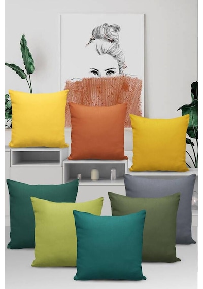Lila Tek Renk 4'lü Set Çift Taraflı Kırlent Kılıfı 4krl013n11