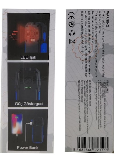 Arm Esen 149 Şarjlı Led Fener Power Bank 350 Lümen Siyah
