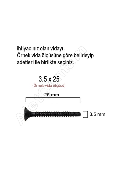 Matkap Uçlu Alçıpan Vidası Siyah Vida 3.5 x 35 MM 100 Adet