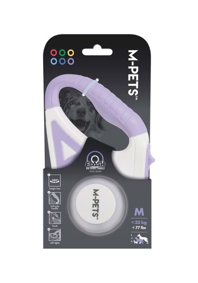 M-pets Flash Ledli Mor Otomatik Şerit Köpek Gezdirme Tasması 5 Mt