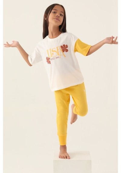 U.s. Polo Assn Lisanslı Rose Krem Kız Çocuk Pijama Takımı 5274-43160 Krem