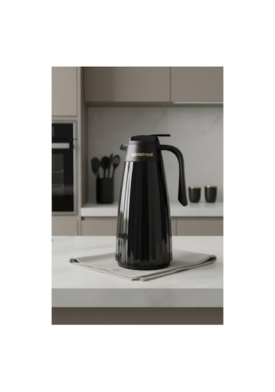 Siyah Cam Termos, 1.5 Litre Kapasite İle Sıcaklık Koruma Açık Beyaz