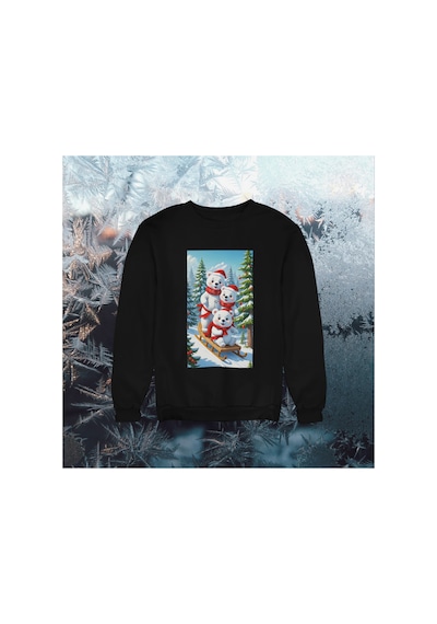 Stil X Yeni Yıl Baskılı Kız Çocuk Sweatshırt, Chrıstmas Temalı Siyah-5
