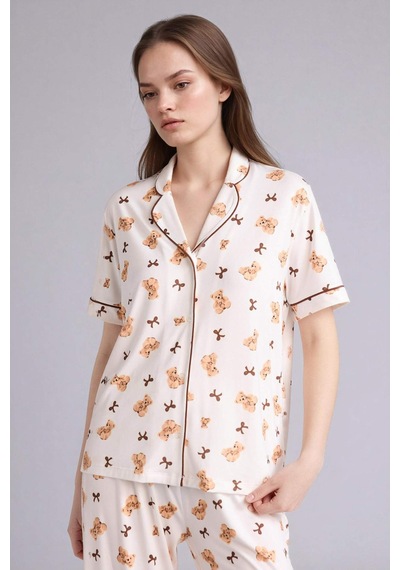 Defacto Softshell Ayıcıklı Pijama Takımı Üst Alt G7965ax26sper98 Ekru-er98