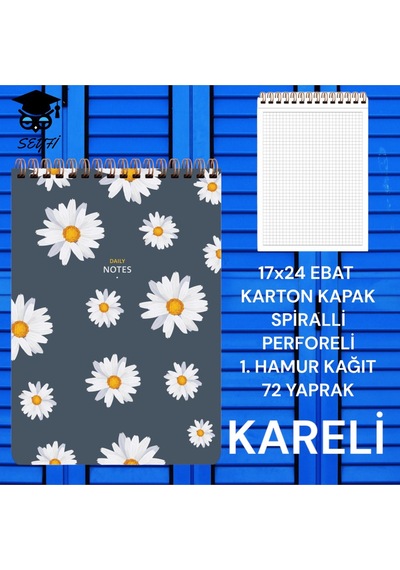 Kareli 17x24 Cm Sert Kapak Not Defteri Krem Renk Kağıt 80 Yaprak Yeşil