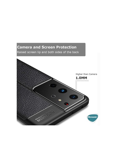 Microsonic Samsung Uyumlu Galaxy S21 Ultra Kılıf Deri Dokulu Silikon