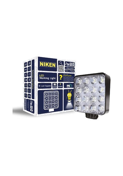 16 Ledli Kare Çalışma Lambası 12v-24v Uyumlu-montaj Aparatlı-yerli Üretim Türk Malı 9/48v Proseries