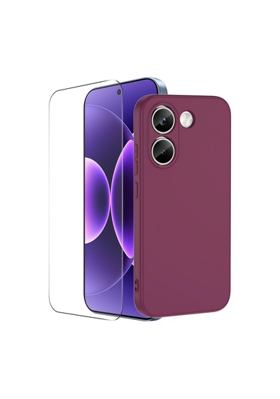 Teleplus Xiaomi Poco X8 Pro Kılıf Mara Lansman Silikon + Nano Esnek Ekran Koruyucu Mürdüm