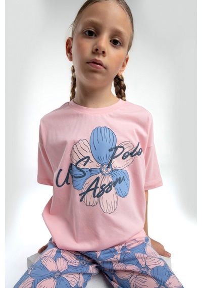 U.S. Polo Assn. Kız Çocuk Somon Şortlu Alt Üst Takım 50312506-VR047