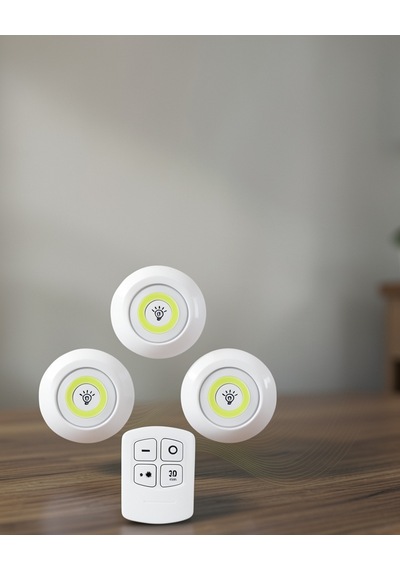 Kumandalı 3'lü Spot Led Lamba, Dolap Ve Mutfak Rafı Işığı çok renkli