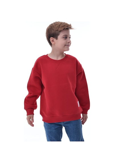 Erkek Çocuk Sweatshirt %100 Pamuk Rahat Kalıp 5-10 Yaş Kırmızı