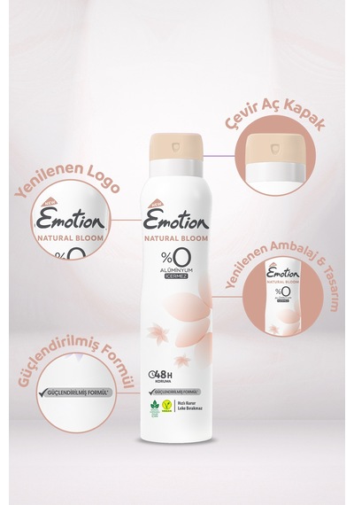 Natural Bloom Kadın Alüminyumsuz Vegan Deodorant 3x150ML Hızlı Kurur, Leke Bırakmaz