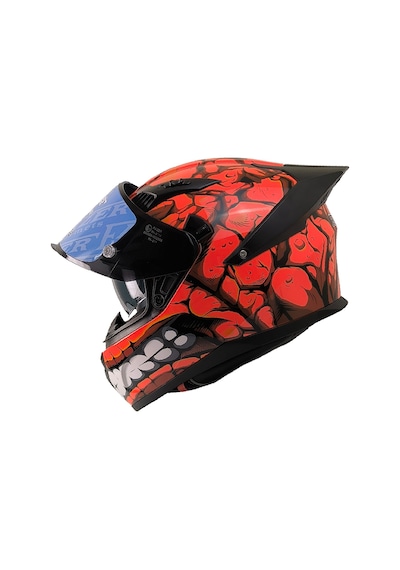 Motosiklet Kask Ece 22.r06 Double Vizörlü Full Face Spoiler Motor Kaskı Fantastic Red Çok Renkli