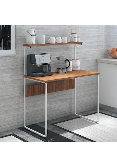 Dehalimited G Masa 100X50 Metal Iskeletli Parlak Bambu Yüzey Ders Çalışma Ve Bambu - Beyaz