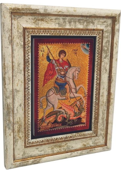 Saint Aziz George Moazaiği Baskılı Taş Tablo 20x25
