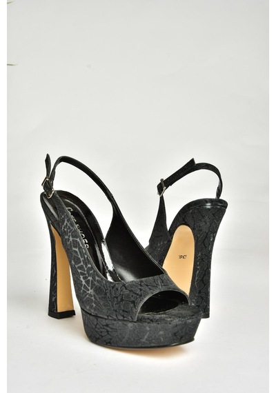 Fox Shoes U246483014 Siyah Sim Kalın Topuklu Kadın Abiye Ayakkabı Siyah