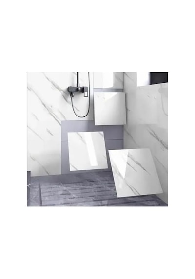 Yapışkanlı Beyaz Mermer Desenli Duvar Sticker, 30x30 Cm, 6 Adet, Kolay Uygulamalı, Wmb-026 Çok Renkli