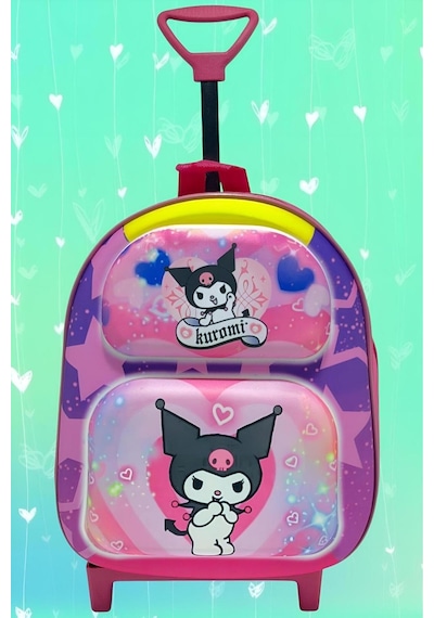 Tezzgelsin 2-6 Yaş Anaokulu Kreş Sanrio Kuromi Model Çekçekli Tekerli 3d Baskılı Sırt Çantası Ve Okul Çantası Çok  Renkli