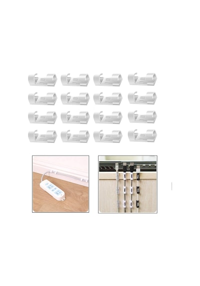 Yapışkanlı Kablo Sabitleyici Düzenleyici Çok Amaçlı Kablo Toparlayıcı Klips Set-al4552 16 Adet Siyah
