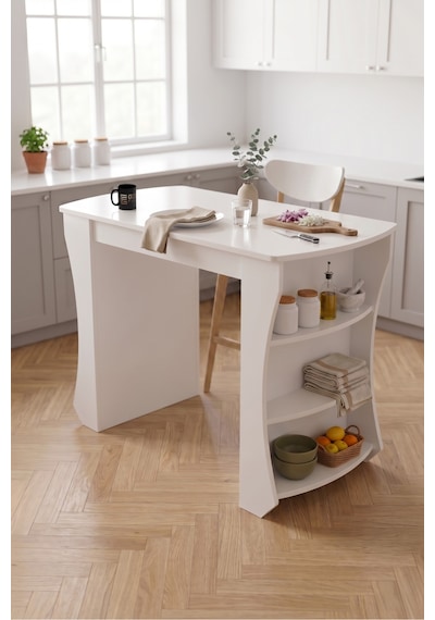 Mutfak Adası Raflı Mutfak Bar Masası Çok Amaçlı Hazırlık Ve Servis Masası 9837 Beyaz Çok Renkli Mutfak Adası Raflı Mutfak Bar Masası Çok Amaçlı Hazırlık Ve Servis Masası 9837 Beyaz Çok Renkli