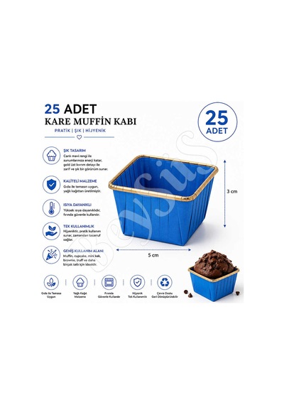 Muffin Kalıbı Kare Mavi