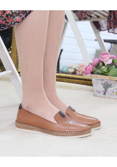Nesil Shoes Syg P01 Taba Hakiki Deri Kadın Ayakkabı-taba Taba