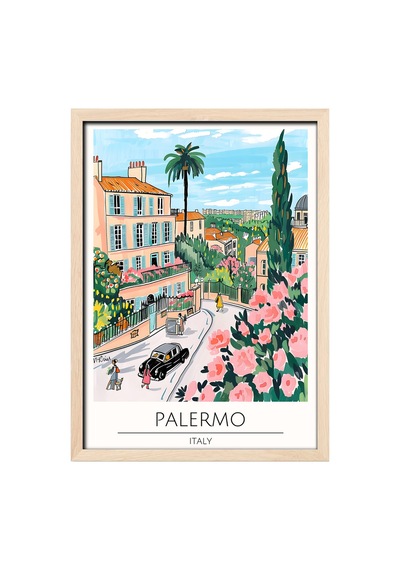 Palermo Italy Ahşap Çerçeveli Dekoratif Duvar Tablosu Ahşap 01