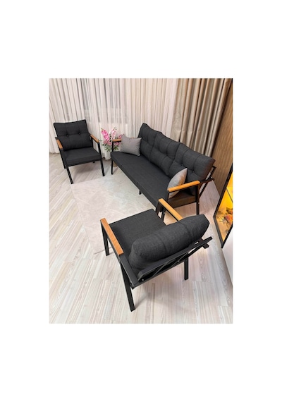 Houseart Bella 3+1+1 , Balkon, Bahçe - Cafe , Teras , Metal Kanepe Koltuk Takımı ,çay Seti Antrasit