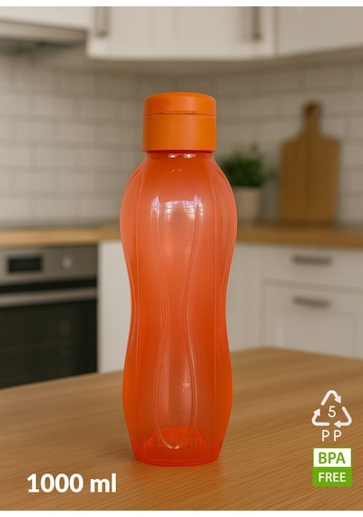 2 Li Su Şişesi Seti 1000 Ml Matara, Bpa Free, Ev-iş-spor İçin Mavi-turuncu Pp-5 Mavi & Turuncu