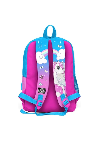 Coral High Kids Mavi Neon Pembe Unicorn Desenli Usb'li 3 Lü Okul Çanta Seti Set0123811