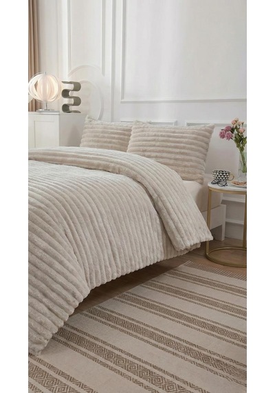 Soft Çizgi Çift Kişilik Yatak Örtüsü 260x240 Krem