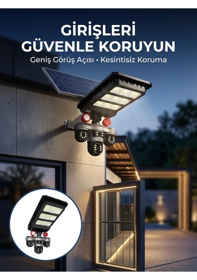 Northcity Akıllı Solar Güvenlik Kamerası 3 Lens Hareket Takip Özellikli Dış Ortam Kamera