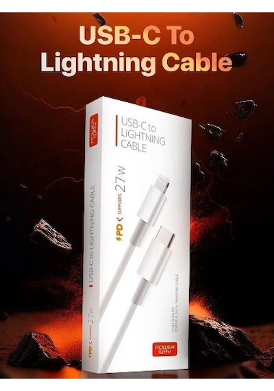 Powerway Pd27 27w Type-c To Lightning Hızlı Şarj Ve Veri Kablosu