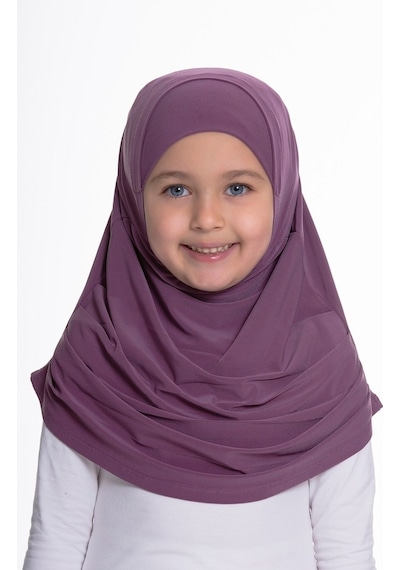 Hürrem Bone Violet Pratik Hazır Geçmeli Çocuk Tesettür Bone Sandy Kumaş Kendi Çok Renkli